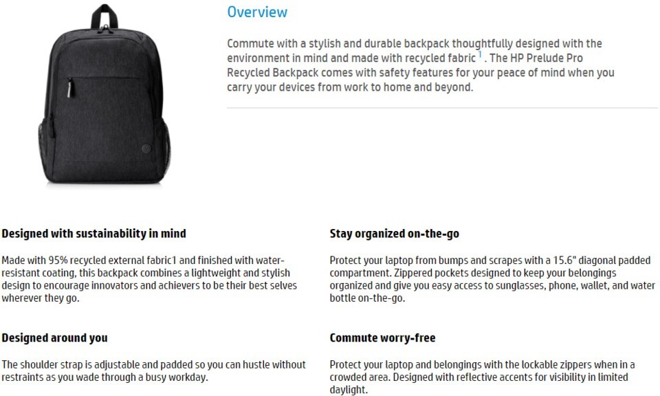 hp prelude pro recycle 156 backpack 1x644aa
