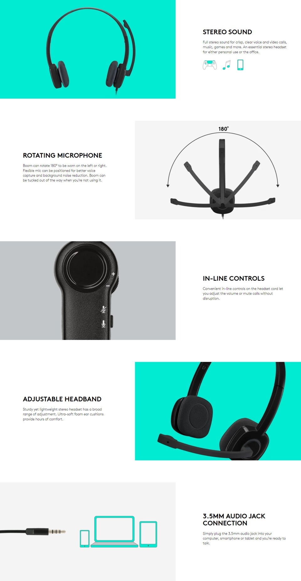 logitech stereo headset h151 981-000587