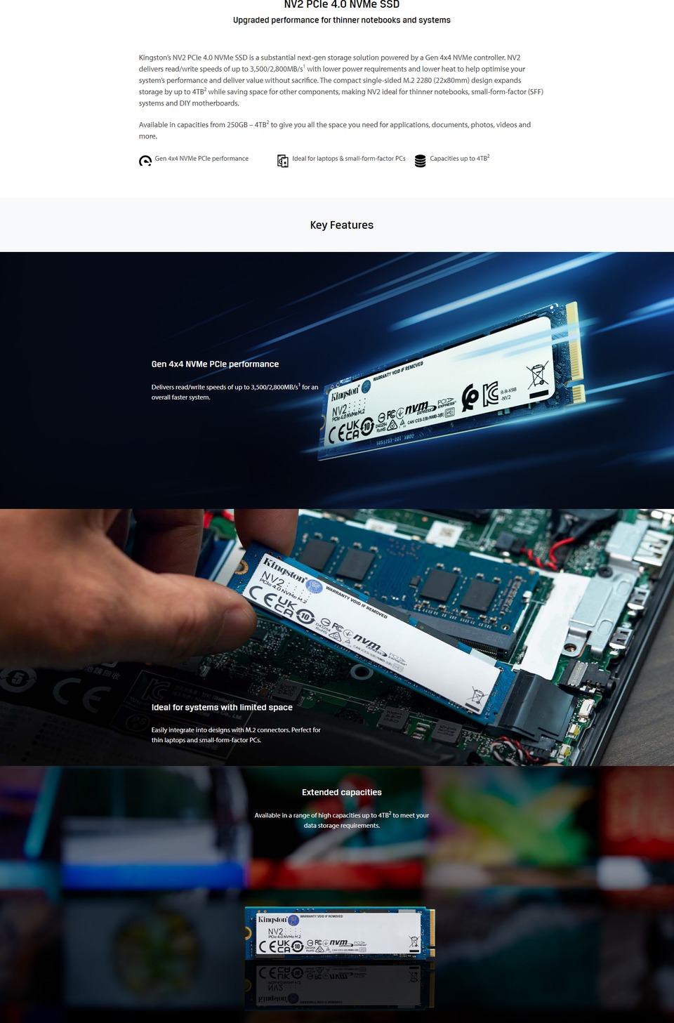 2tb kingston nv2 nvme m2 pcie 40 ssd snv2s2000g