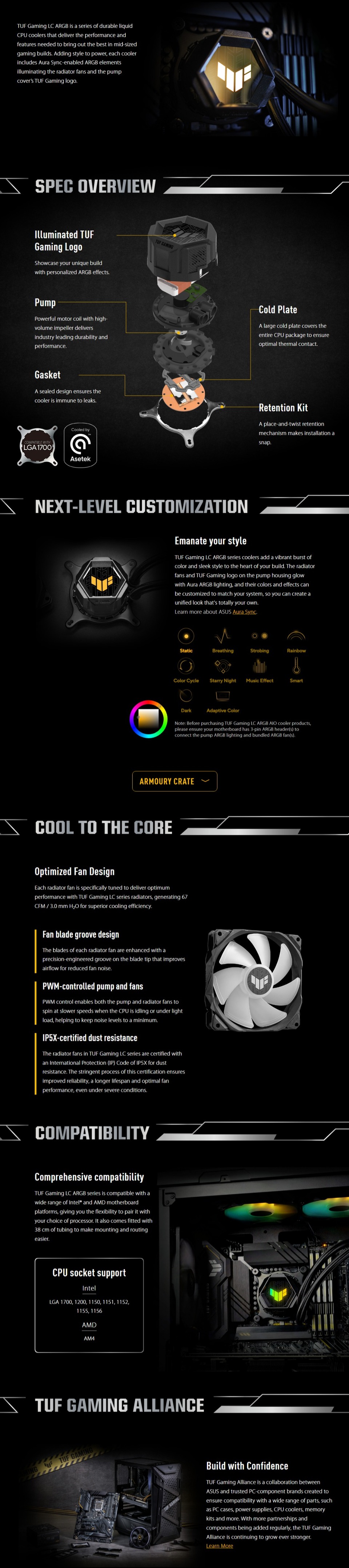 asus tuf gaming lc 240 argb aio liquid cpu cooler tuf-lc-240-argb