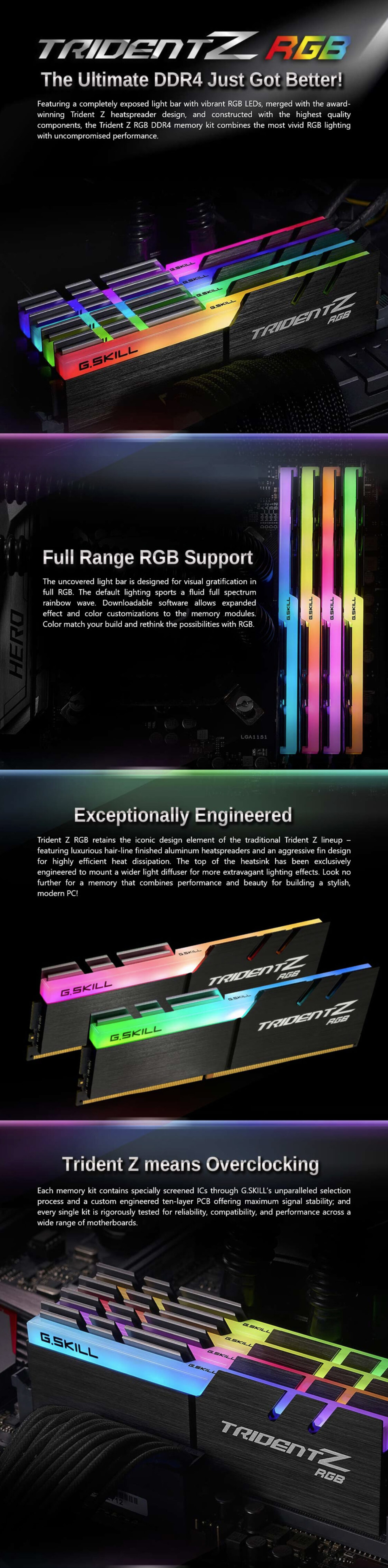 16gb 2x8gb gskill trident z 3600mhz ddr4 rgb ram