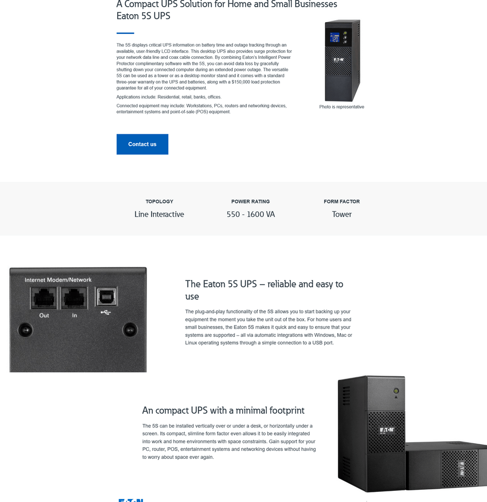 850va eaton 5s line interactive ups pn 5s850au