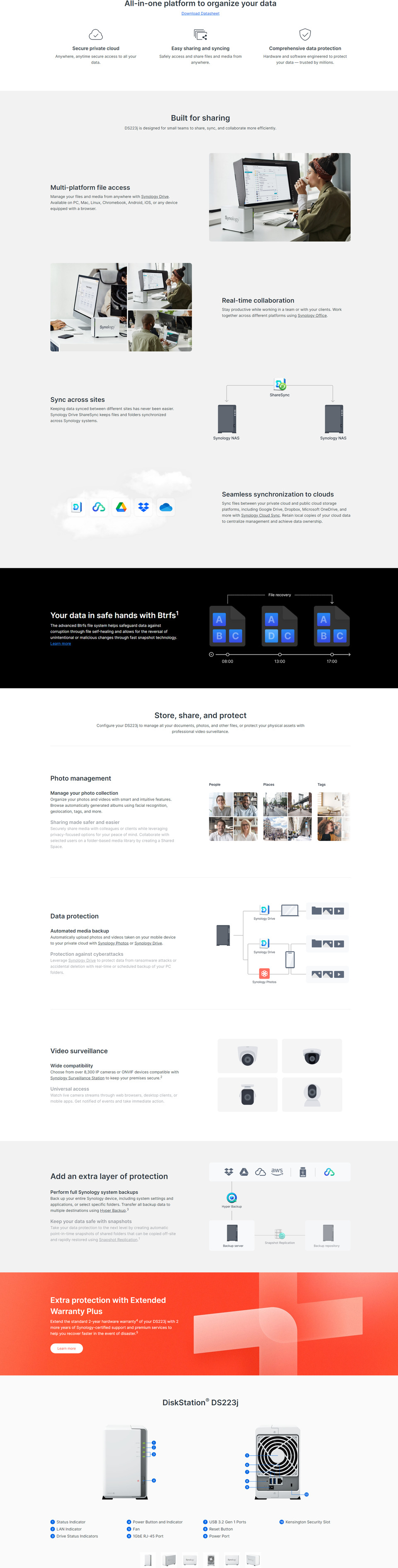 2 bay synology diskstation ds223j gigabit nas unit