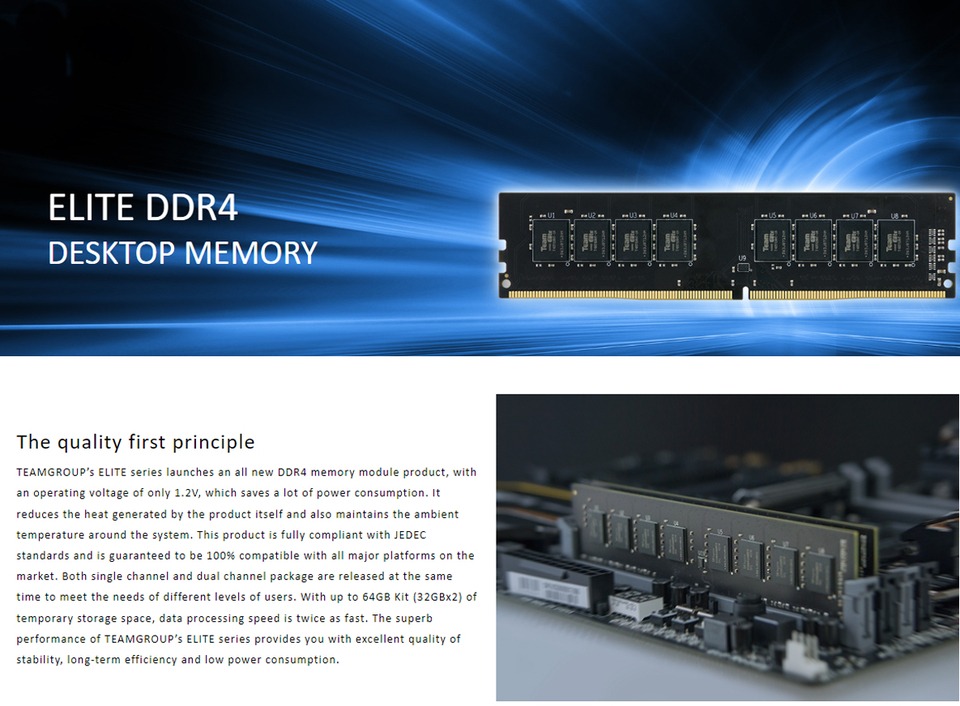 32gb ddr4 team elite 3200mhz desktop ram ted432g3200c2201