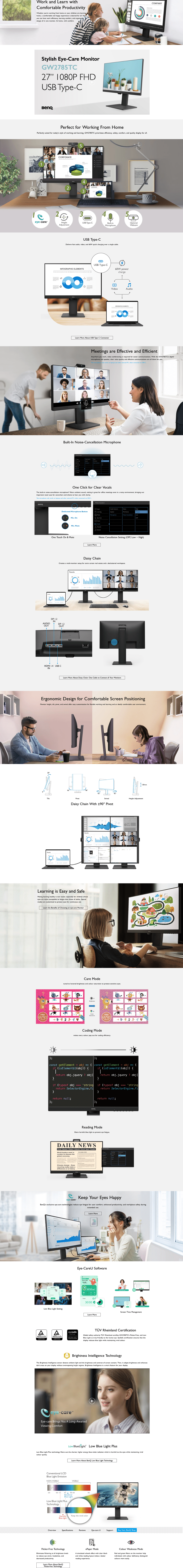 27 benq gw2785tc fhd usb-c docking monitor