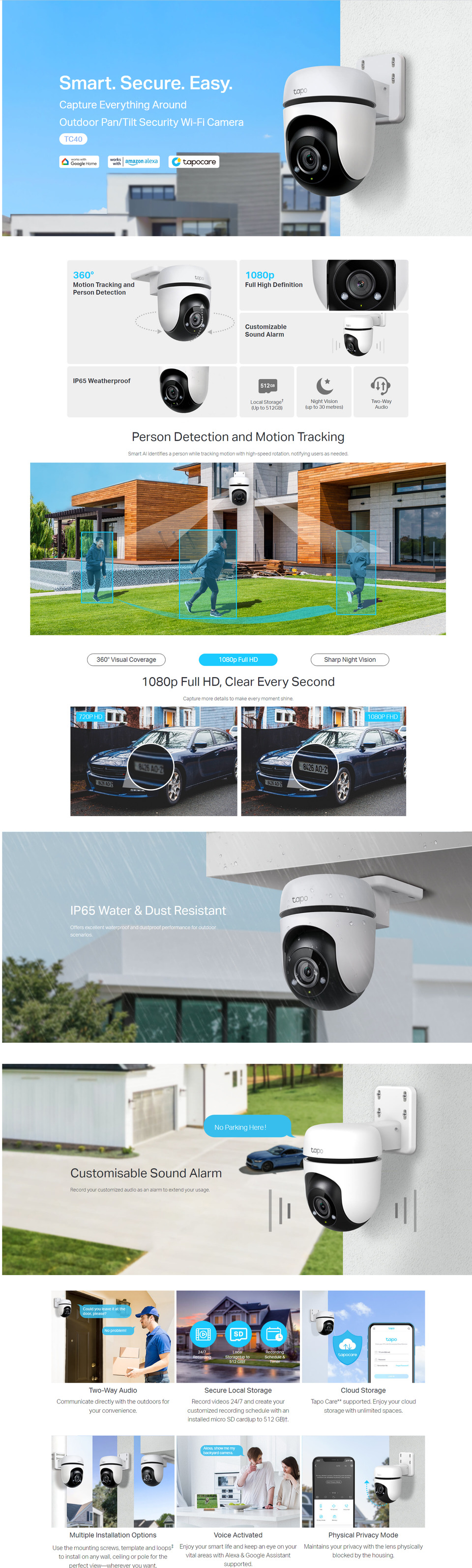tp-link tapo tc40 outdoor pantilt home security wireless camera