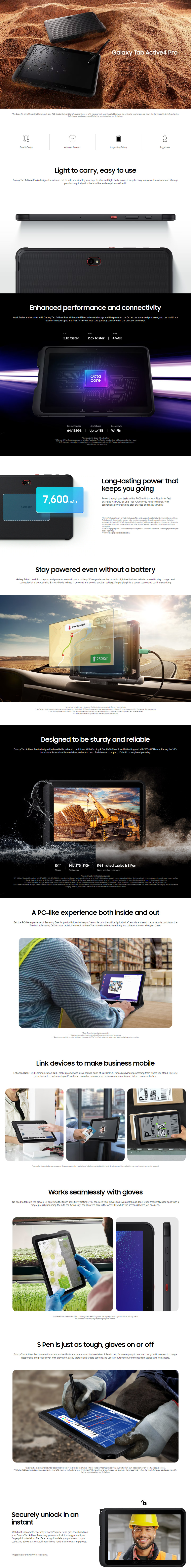 samsung galaxy tab active 4 pro 101 64gb tablet sm-t630nzkaxsa