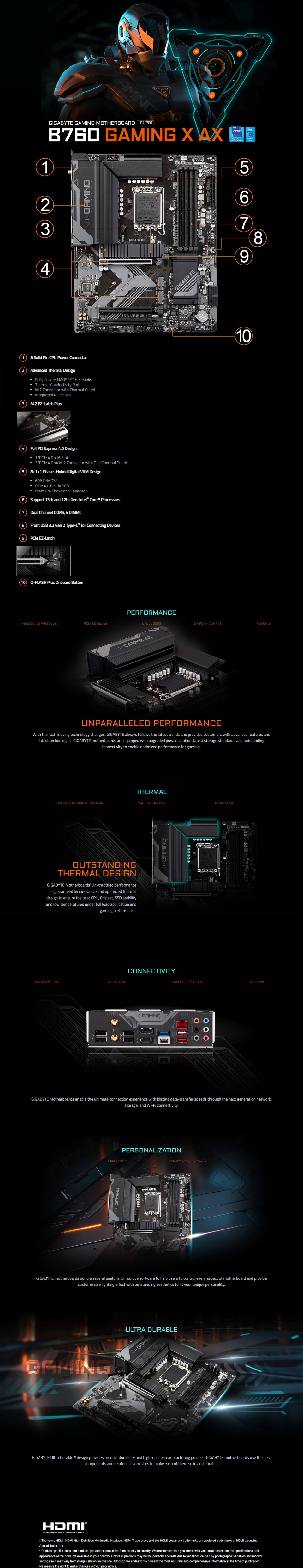 gigabyte s1700 atx b760 gaming x ax ddr5 motherboard