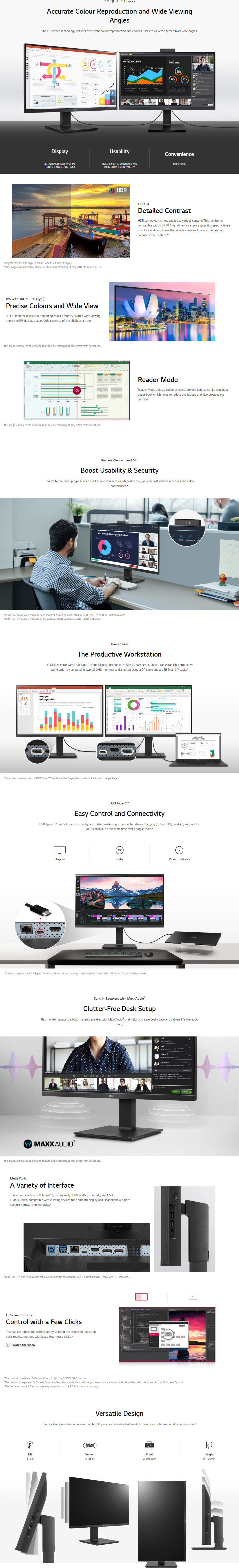 27 lg 27bq75qc-b qhd ips monitor with usb type-c and webcam