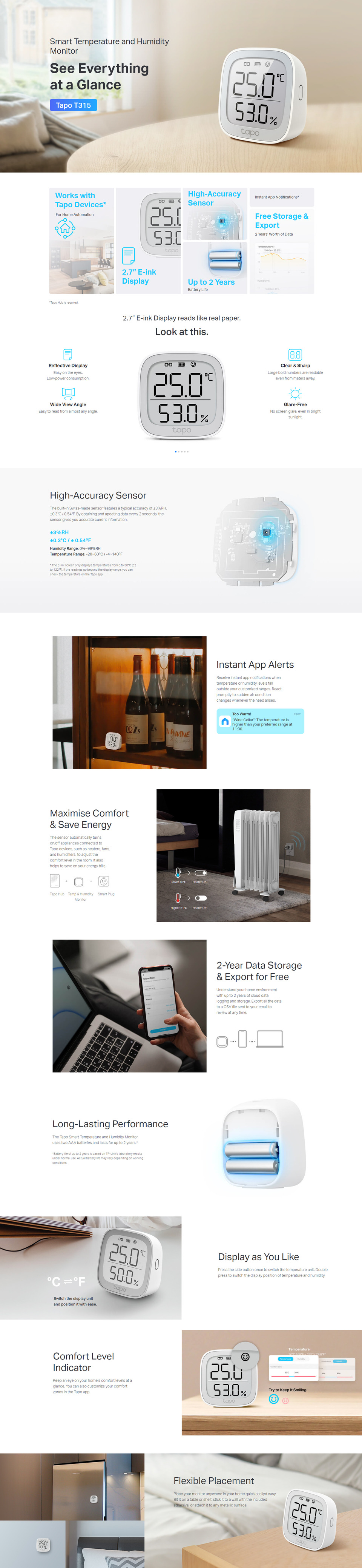 tp-link tapo t315 smart temperature humidity monitor