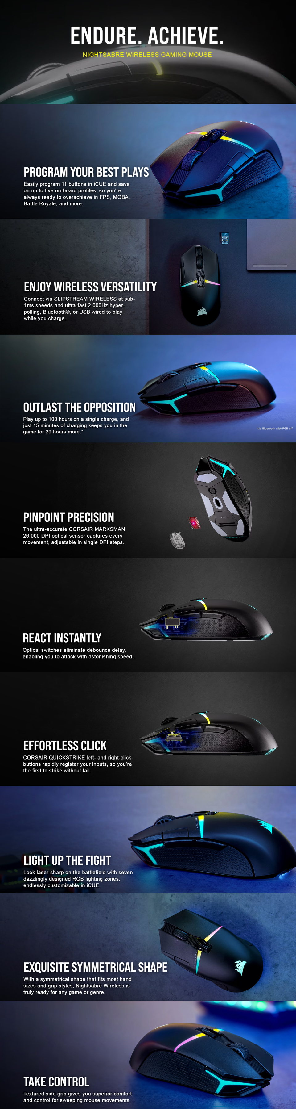 corsair nightsabre wireless rgb gaming mouse ch-931b011-ap