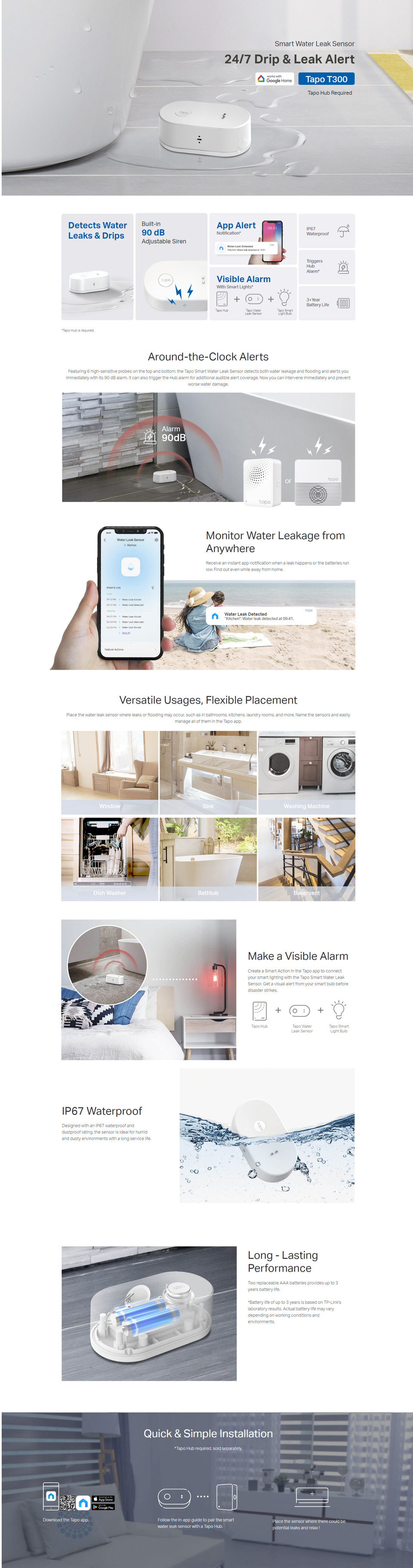 tp-link tapo t300 smart water leak sensor