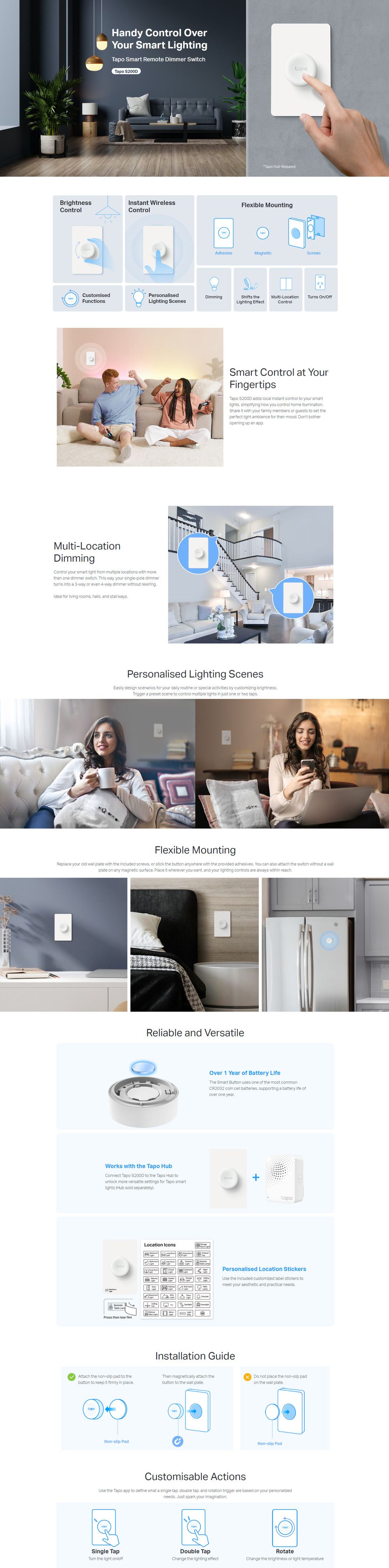 tp-link tapo s200d smart remote dimmer switch