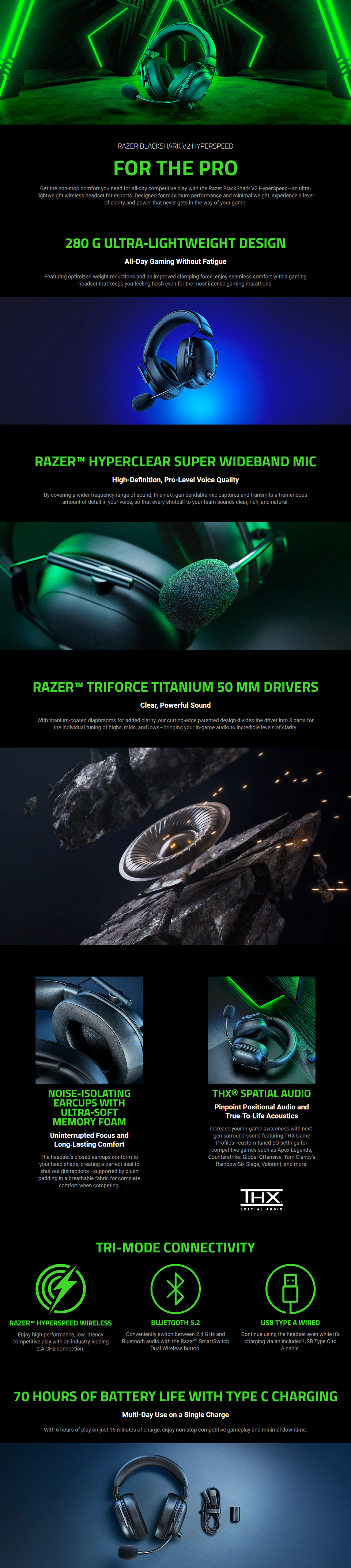 razer blackshark v2 hyperspeed wireless ultra-lightweight headset