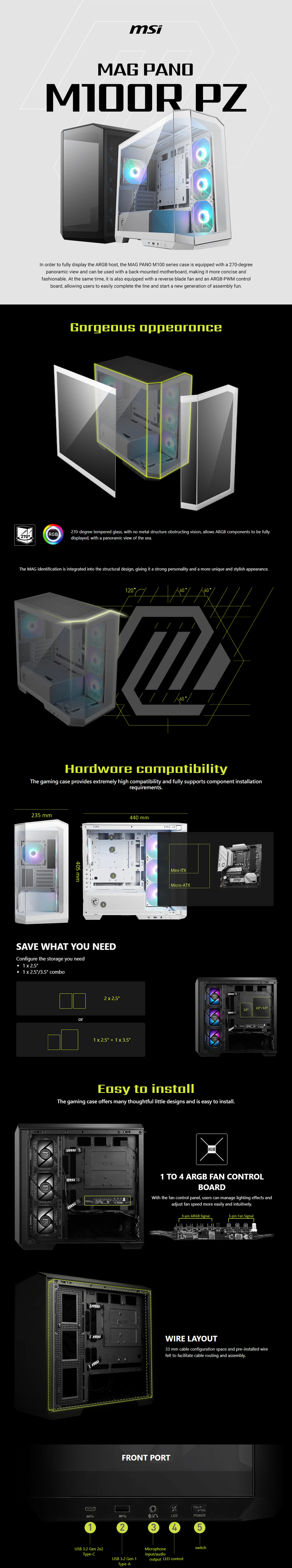 msi mag pano m100r pz black case