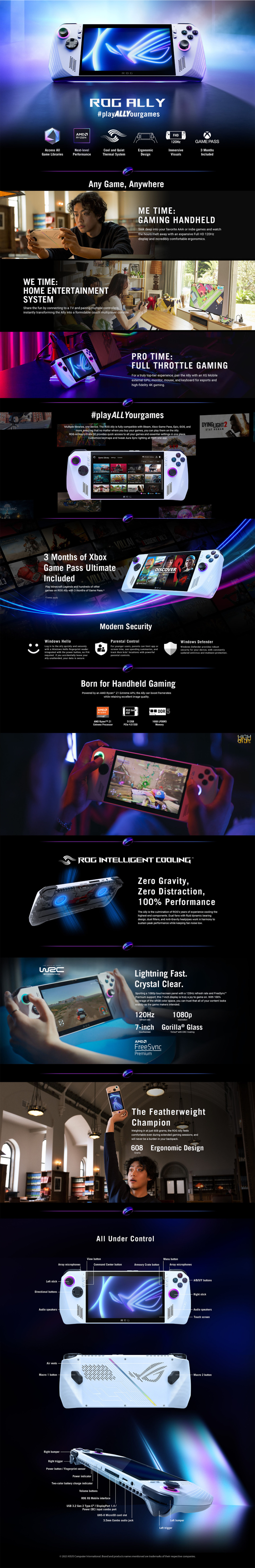 asus rog ally 7 512gb 16gb ddr5 wi-fi 6e handheld gaming console