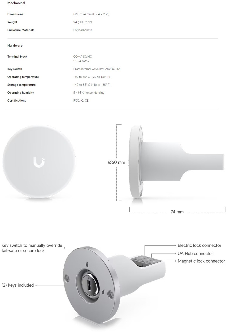 ubiquiti access rescue keyswitch for ua-hub access hub
