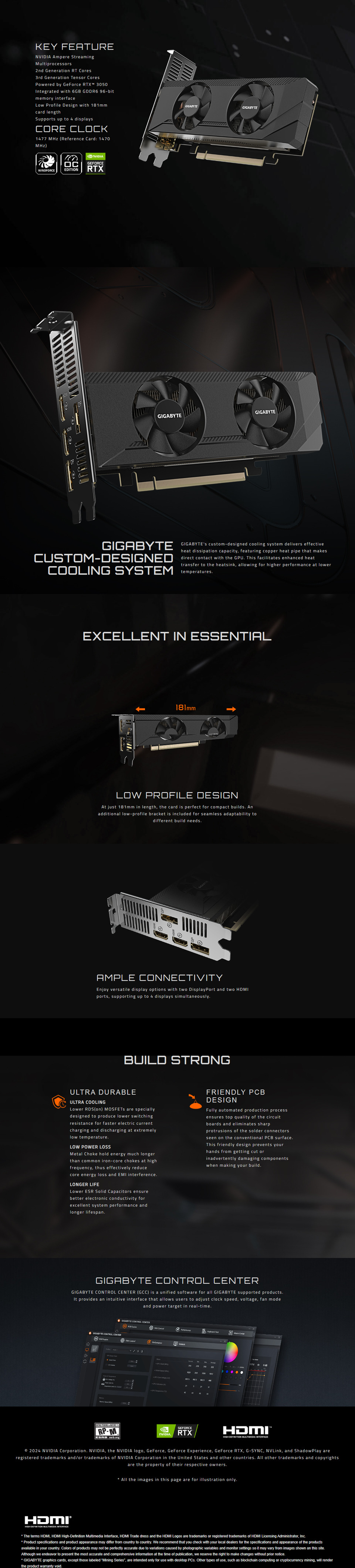 gigabyte rtx 3050 oc low profile 6gb graphics card gv-n3050oc-6gl