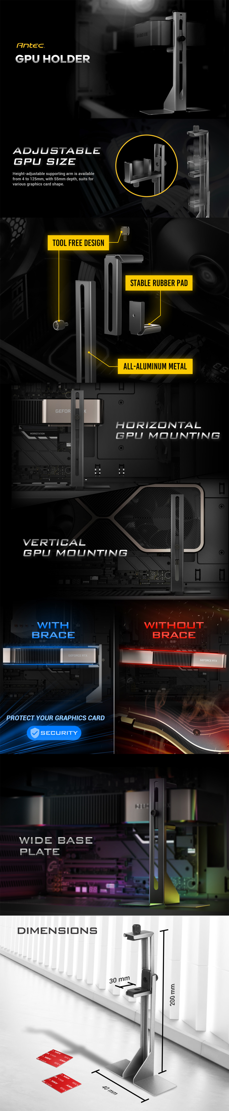 antec vertical graphics card holder