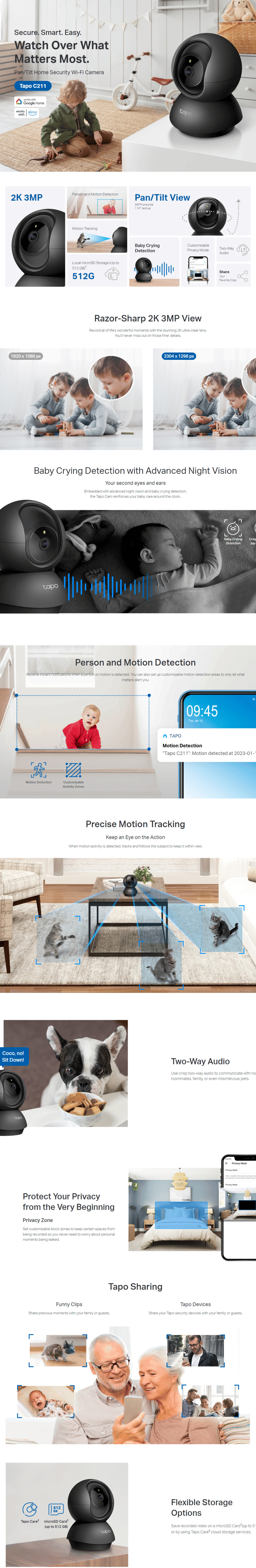 tp-link tapo c211 pantilt home security wireless camera