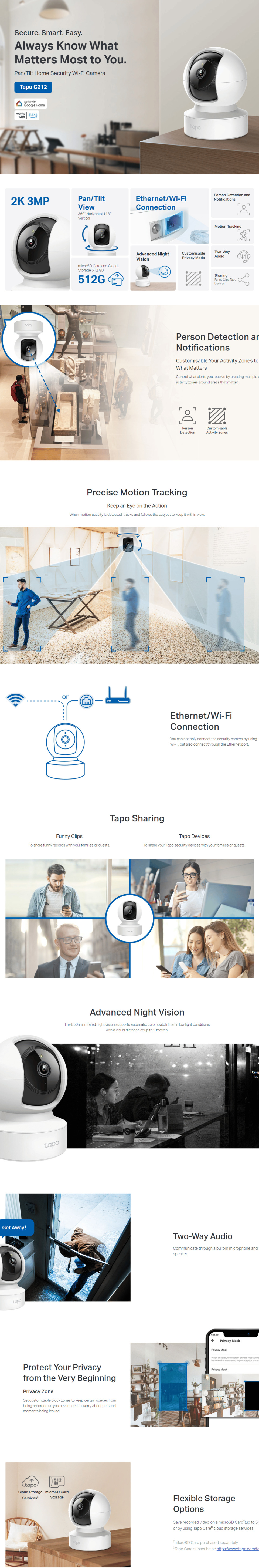 tp-link tapo c212 pantilt home security wireless camera