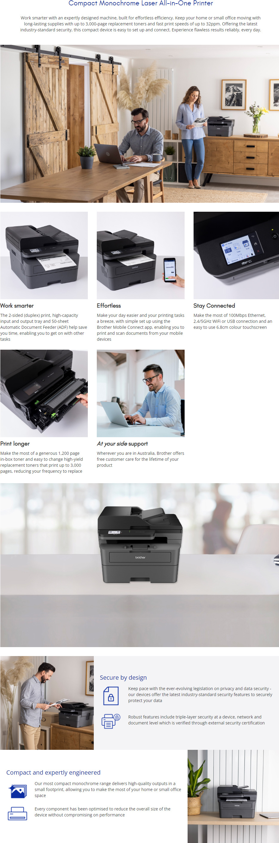 brother mfc-l2820dw wireless mono multifunction laser printer