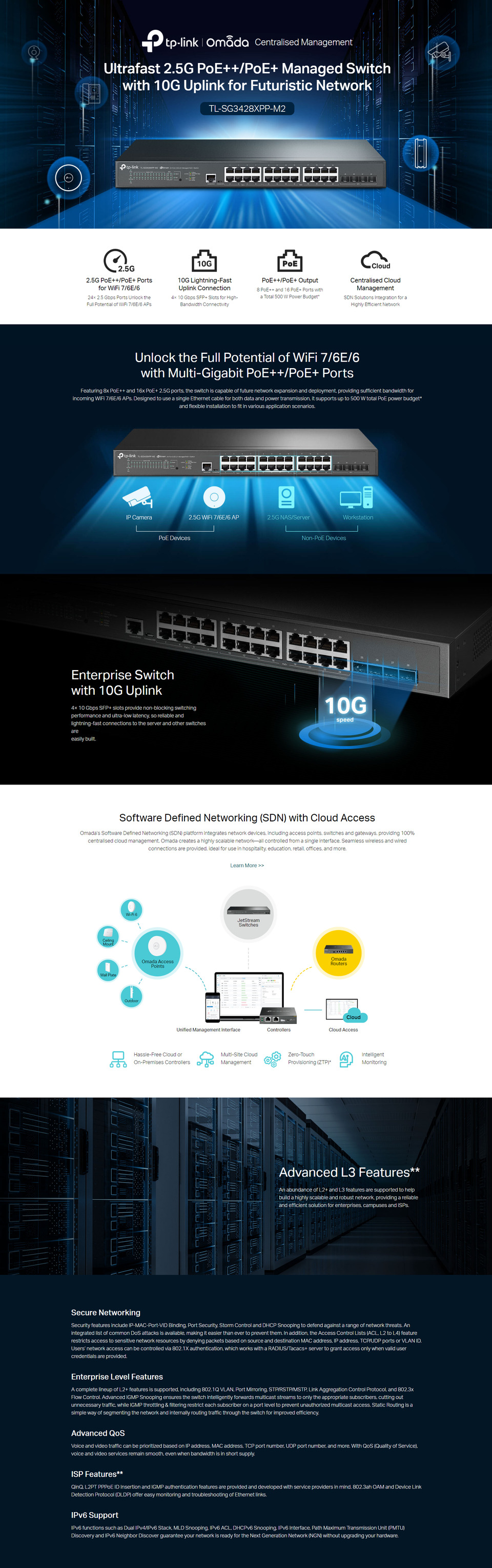 tp-link jetstream 24-port 25gbase-t and 4-port 10ge sfp l2 managed switch with 16-port poe 8-port poe