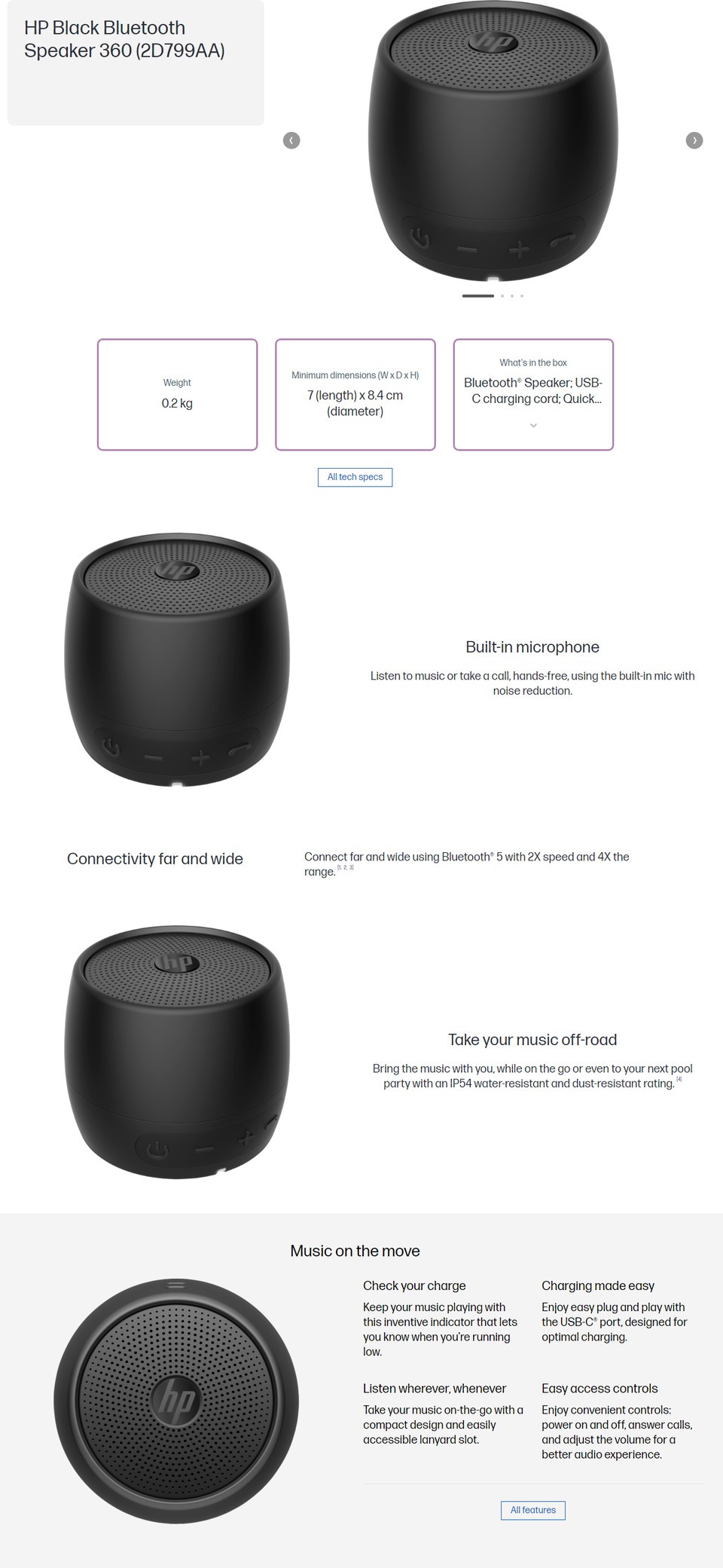 hp bluetooth speaker 360 black 2d799aa