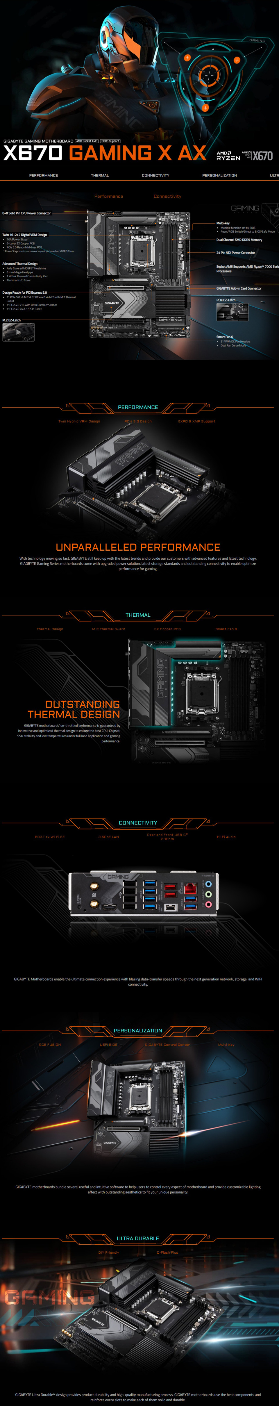 gigabyte am5 atx x670 gaming ax ddr5 motherboard