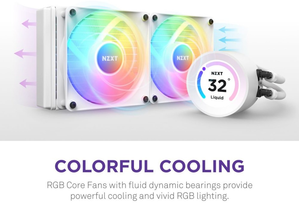 nzxt kraken elite 360mm rgb white aio liquid cpu cooler rl-kr36e-w1