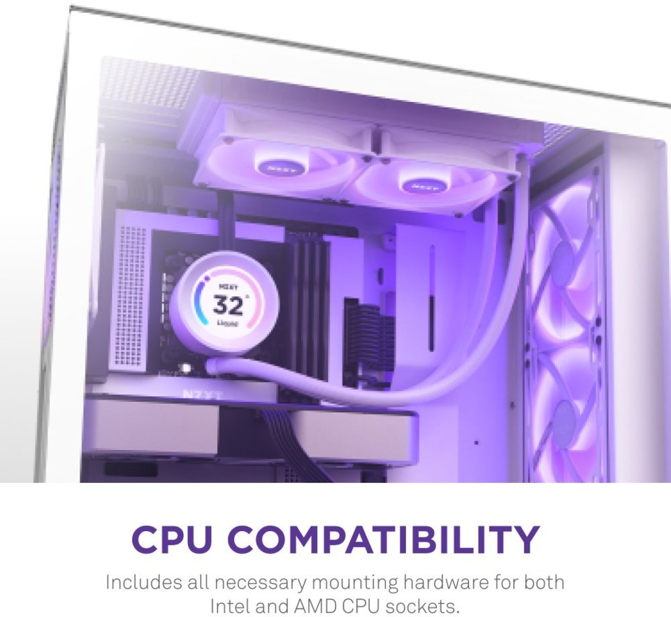 nzxt kraken elite 360mm rgb white aio liquid cpu cooler rl-kr36e-w1