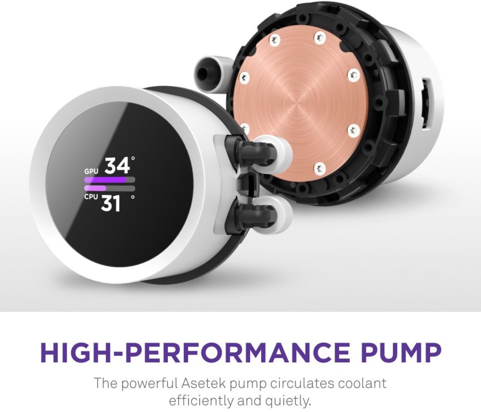 nzxt kraken 360mm rgb white aio liquid cpu cooler rl-kr360-w1