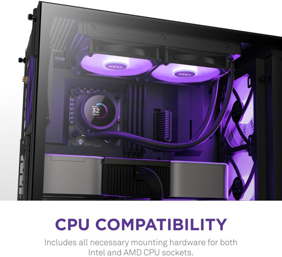 nzxt kraken 360mm rgb white aio liquid cpu cooler rl-kr360-w1
