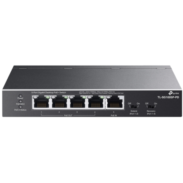 5 Port TP-Link TL-SG1005P-PD Gigabit Desktop PoE+ Switch with 1-Port ...