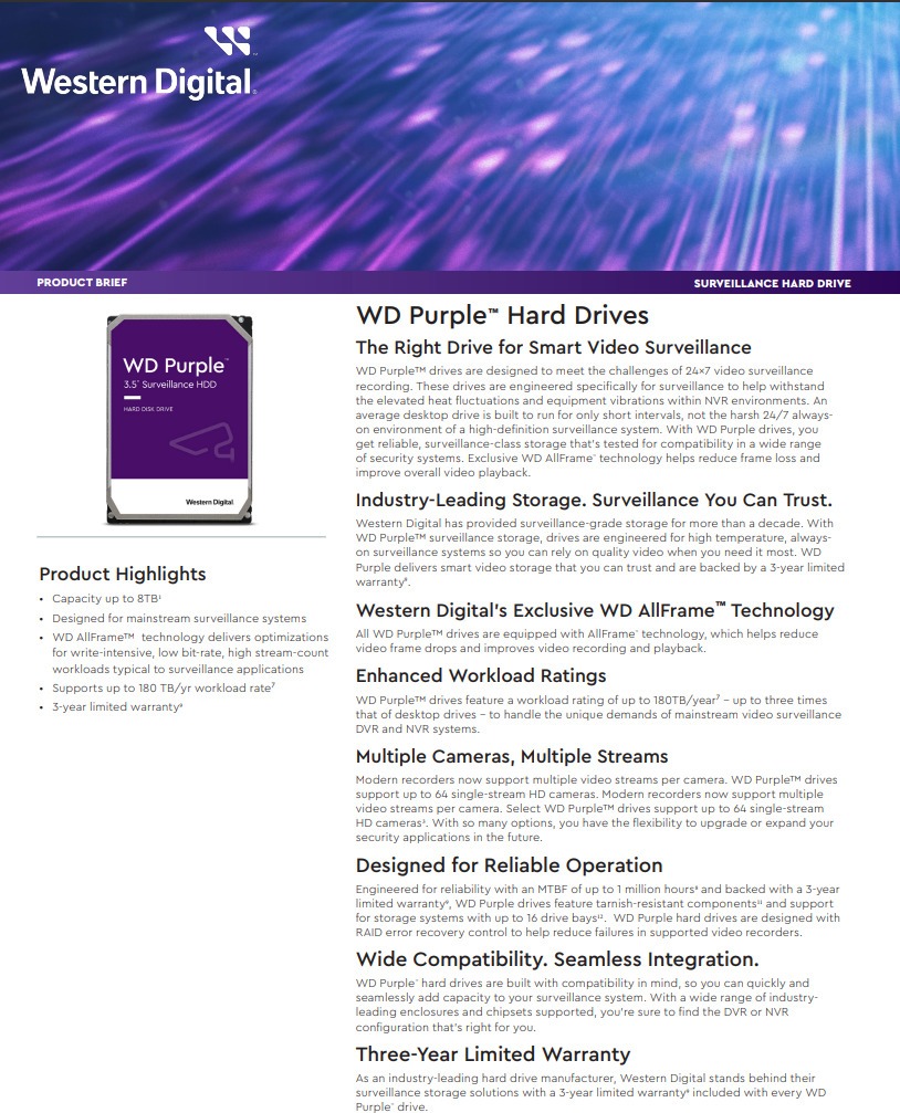 4tb wd wd43purz 35 sata 6gbs purple surveillance hdd