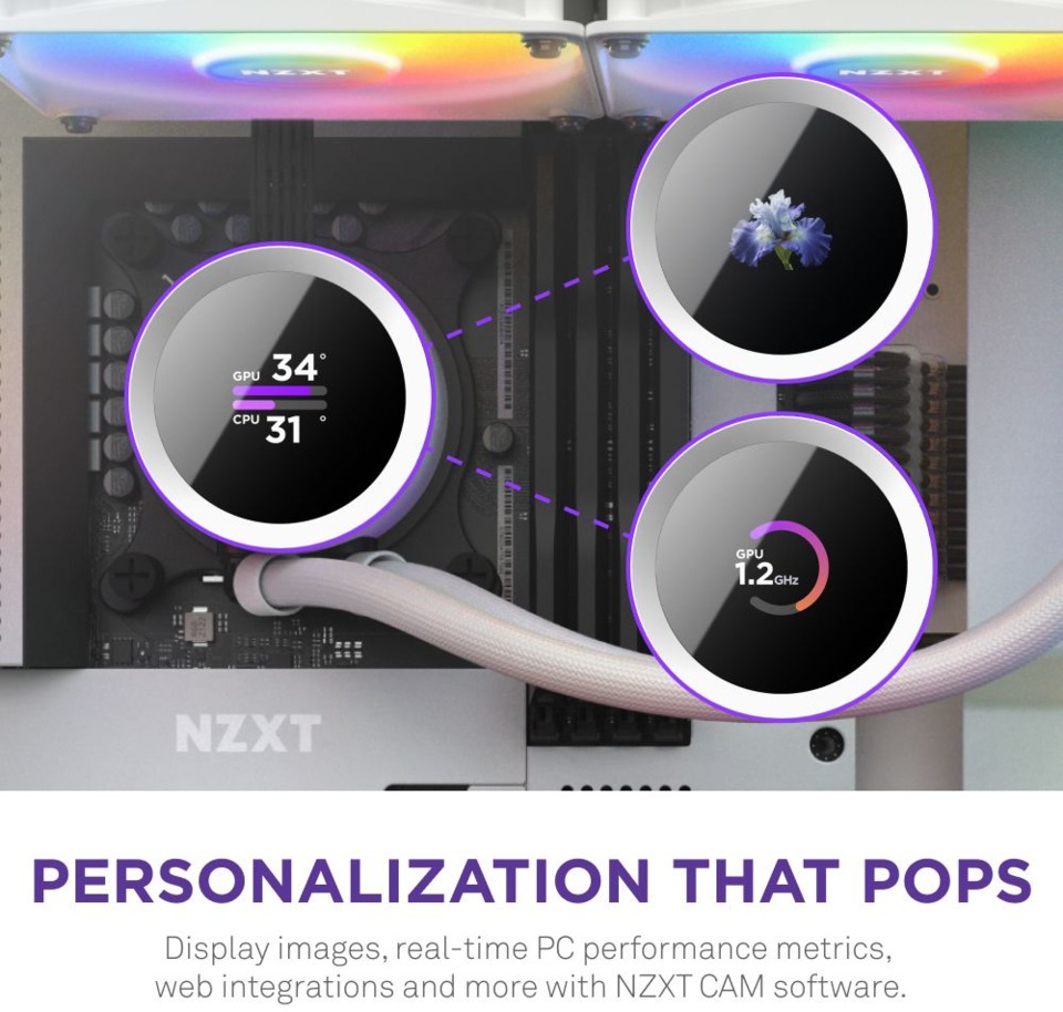 nzxt kraken 360mm rgb white aio liquid cpu cooler rl-kr360-w1