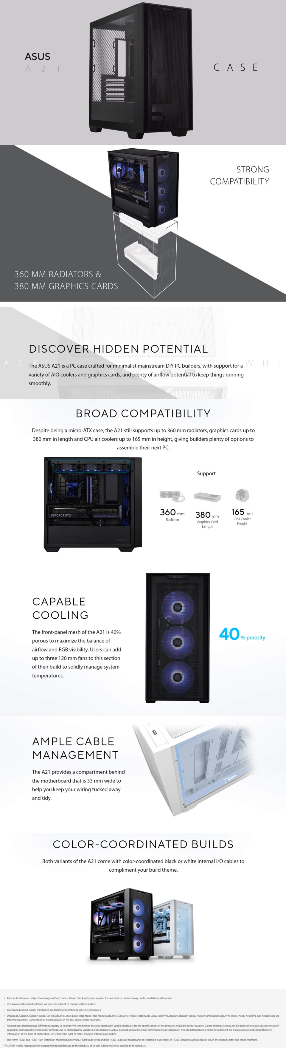 asus a21 microatx black mesh case caas-a21-bk
