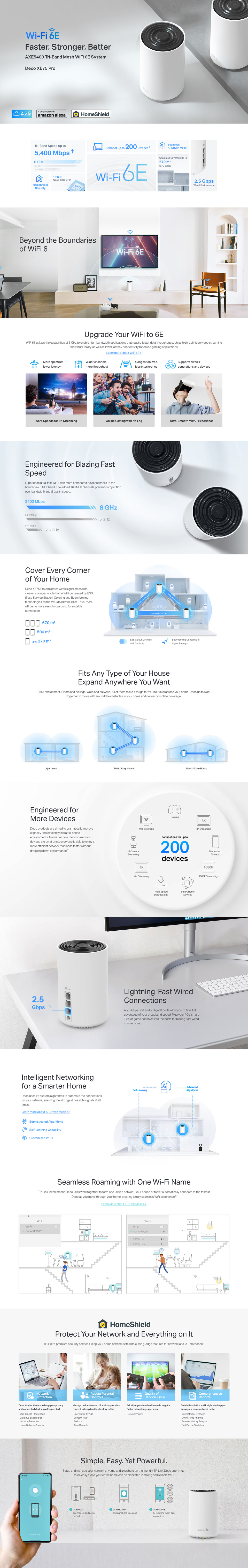 tp-link deco xe75 pro 3 pack wireless-axe5400 whole home mesh system