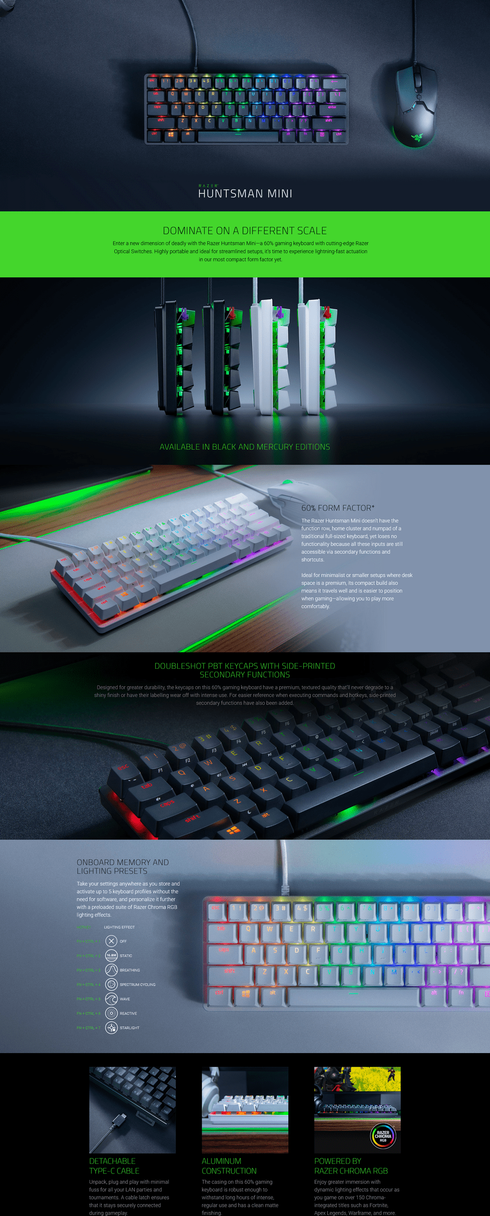 razer huntsman mini rgb opto-mech keyboard clicky purple switch rz03-03390100-r3m1
