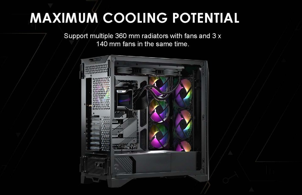 msi atx meg prospect 700r tempered glass black case