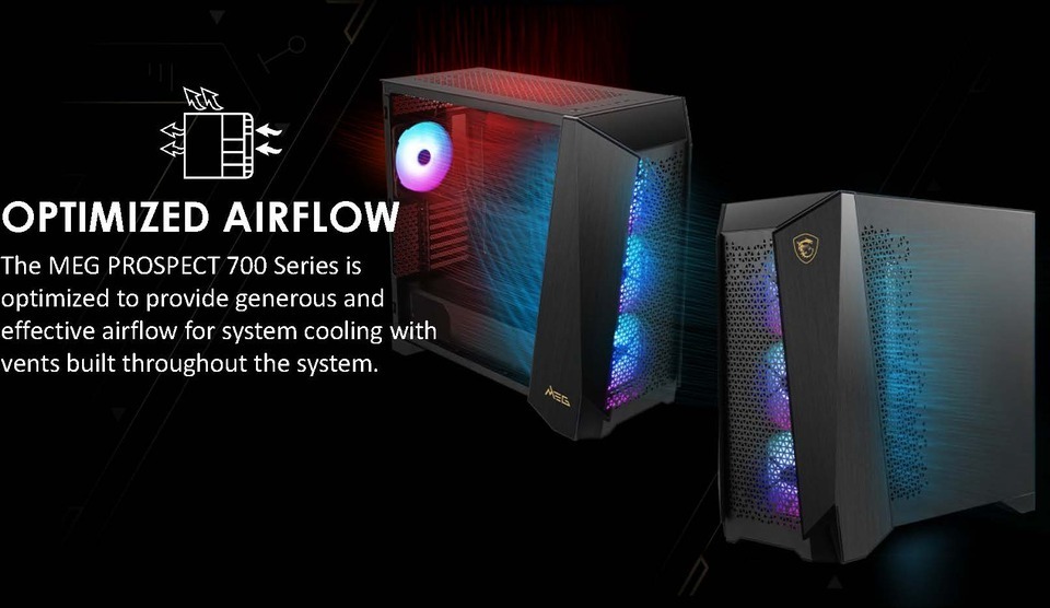 msi atx meg prospect 700r tempered glass black case