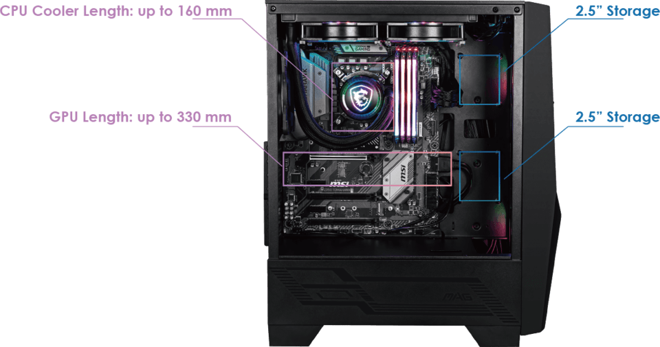 MSI ATX MAG FORGE 100R Tempered Glass Black Case