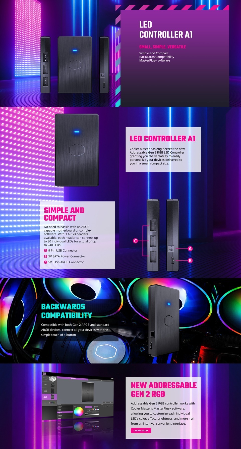 cooler master argb gen 2 led controller a1 mfy-acbn-nnunn-r2