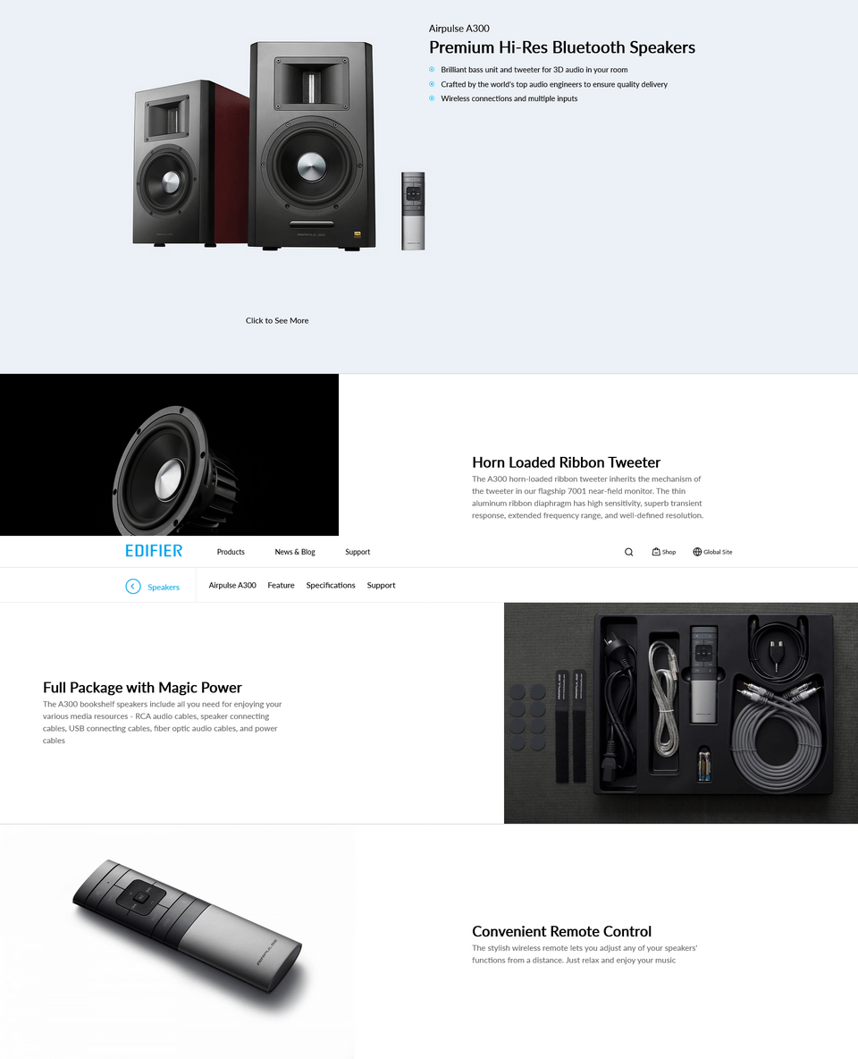 edifier a300-black bluetooth bookshelf powered speakers 20 spe-a300-bk