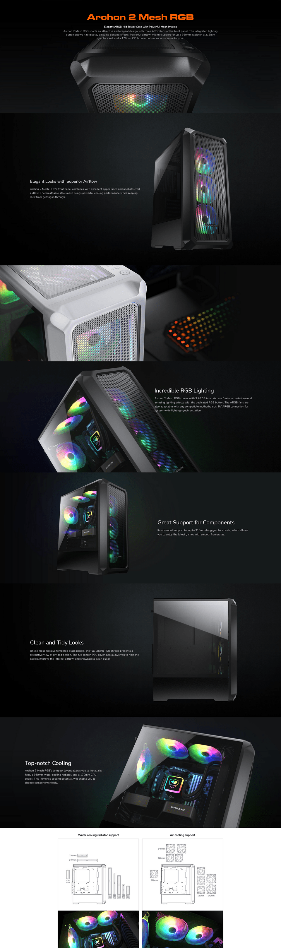 cougar archon 2 mesh rgb atx case black