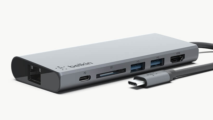 Eliminate the need to choose between port expansion and power Belkin USB-Câ„¢ Multimedia Hub