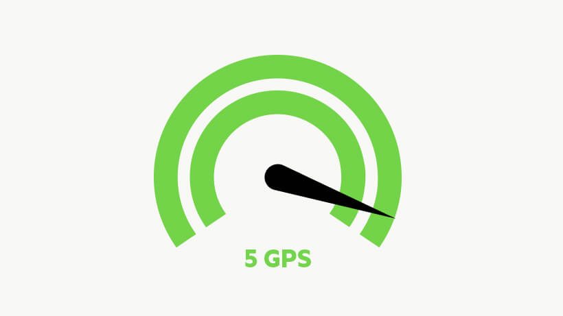 Up to 5Gbps transfer speeds 5 GPS speed icon