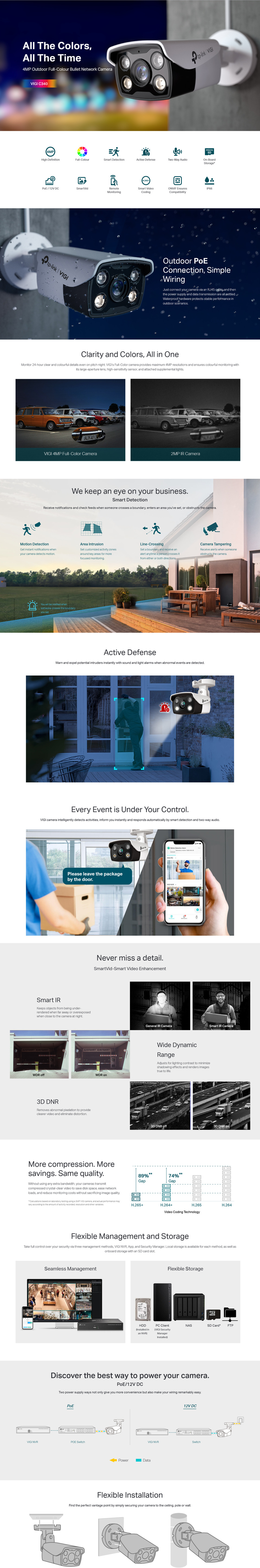 vigi 4mp outdoor full-colour bullet network camera 4mm lens