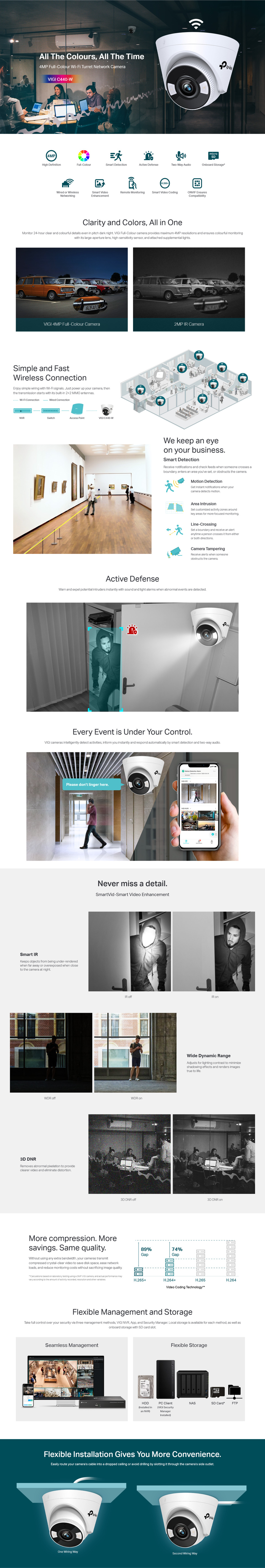 vigi 4mp full-colour wi-fi turret network camera 4mm lens