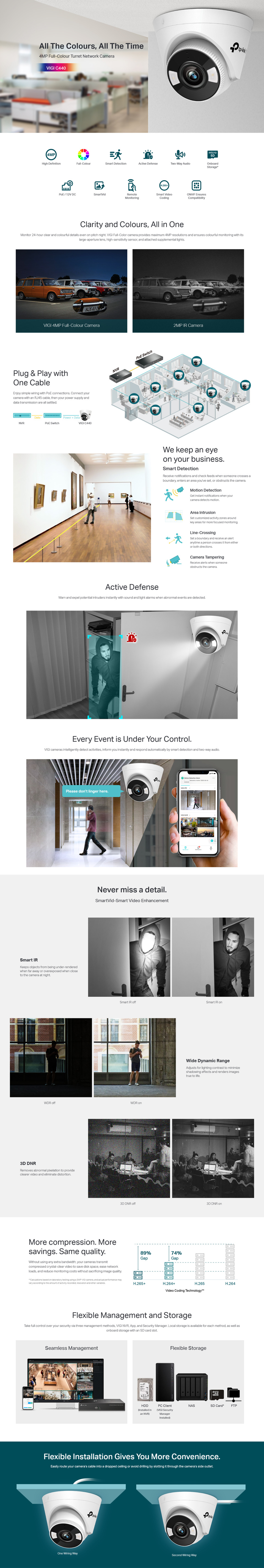 vigi 4mp full-colour turret network camera 4mm lens